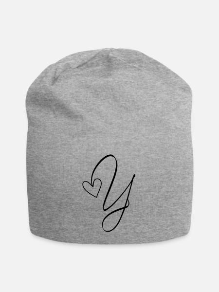 Letter Y Ypsilon Letter-Y Calligraphy - Jersey Beanie - heather grey
