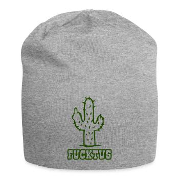 Fucktus - Fuck you Cactus - Middle Finger - Jersey Beanie - heather grey - Front