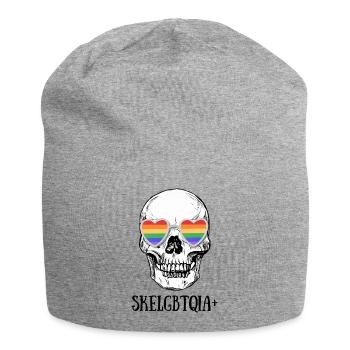 Skull with pride glasses aka Skelgbtqia+ - Jersey Beanie - heather grey - Front