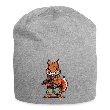 Eichhörnchen bis an die Zähne bewaffnet - Jersey-Beanie - Grau meliert - Vorne