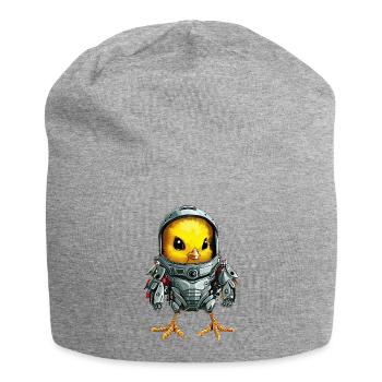 Huhn im Mech Anzug, Futuristisches Roboter-Design - Jersey-Beanie - Grau meliert - Vorne