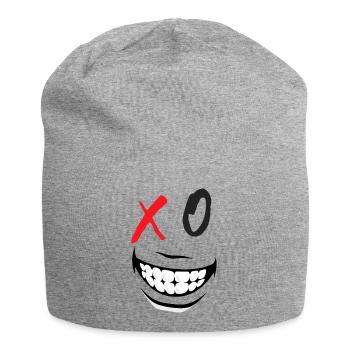 XO Face 1. Cadeau Humour Anniversaire Fêtes - Bonnet en jersey - gris chiné - Devant