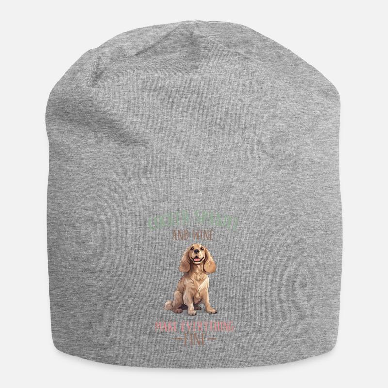 Le cocker et le vin rendent tout bien - Bonnet en jersey - gris chiné