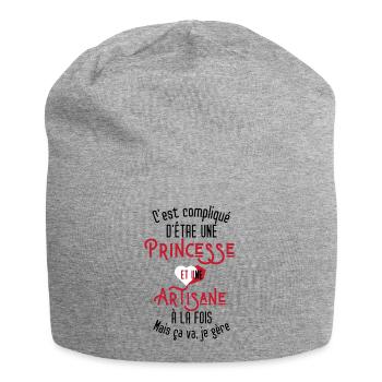 C'est compliqué d'être Une Princesse et Artisane - Bonnet en jersey - gris chiné - Devant
