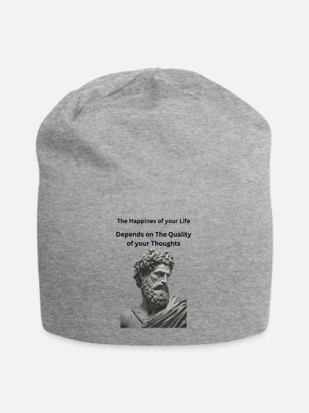 The Happines of your Life - Jersey-Beanie - Grau meliert