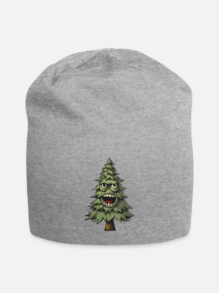 Verrückter Tannenbaum -perfektes Weihnachtgeschenk - Jersey-Beanie - Grau meliert