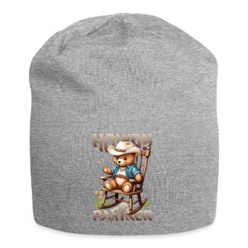 Ours mignon avec chapeau de cow-boy - Bonnet en jersey - gris chiné - Devant