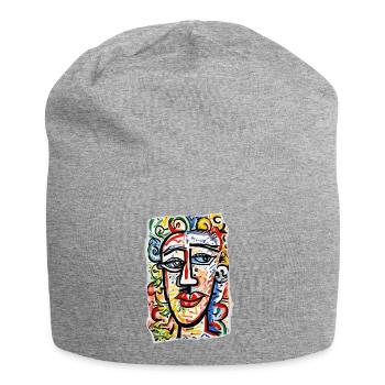 Portrait vibrant aux couleurs vives - Bonnet en jersey - gris chiné - Devant