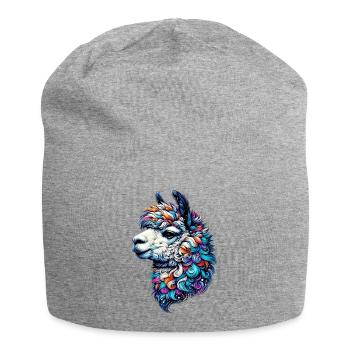 Alpaka - Jersey-Beanie - Grau meliert - Vorne