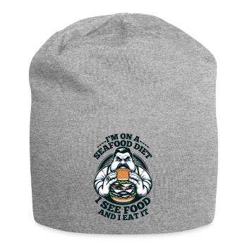 I'm on a seafood diet... I see food and I eat it! - Jersey Beanie - heather grey - Front