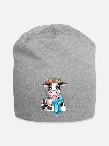 Vache café - Bonnet en jersey - gris chiné