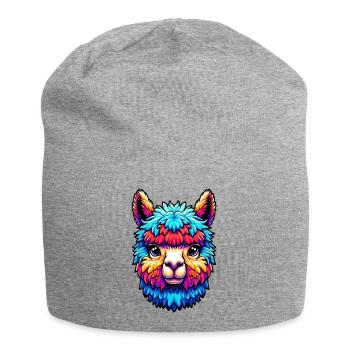 Alpaka - Jersey-Beanie - Grau meliert - Vorne