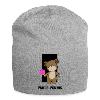 Tennis de table Tennis de table Ours Joueur de tennis de table - Bonnet en jersey - gris chiné - Devant