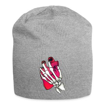 Coeur dans la main squelette - Bonnet en jersey - gris chiné - Devant
