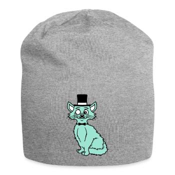 Sir Katze Gentleman Zylinder Monokel Reicher Herr - Jersey-Beanie - Grau meliert - Vorne