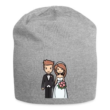 Mariée, Marié, Jeunes mariés, Mariage - Bonnet en jersey - gris chiné - Devant