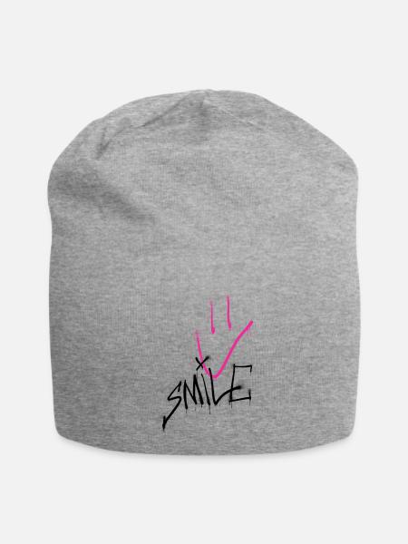 Smile black pink 001 - Jersey-Beanie - Grau meliert
