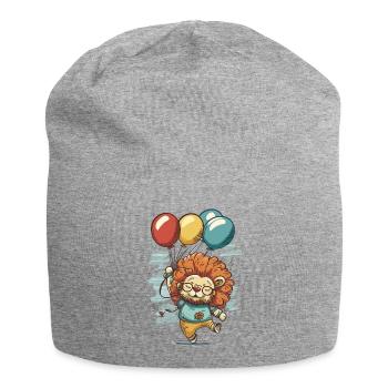 Whimsical Flight: Lion with Balloons - Jersey Beanie - heather grey - Front