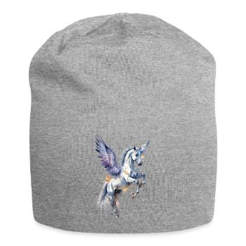 Mythisches Gebrüll - Geflügelter Pegasus Aquarell - Jersey-Beanie - Grau meliert - Vorne