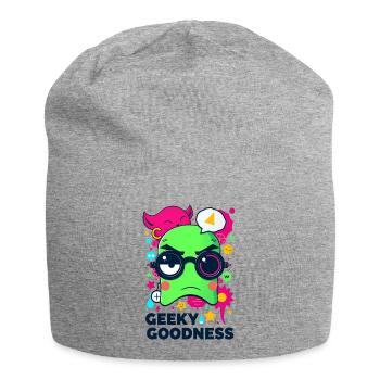 Geekige Güte - Jersey-Beanie - Grau meliert - Vorne