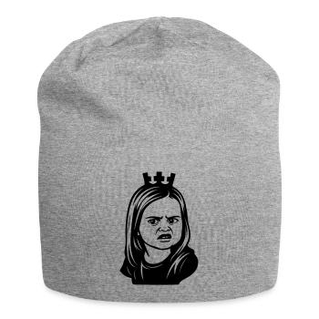 Skeptical meme girl with crown - Jersey Beanie - heather grey - Front