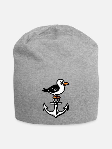 Möwe Anker Comic - Jersey-Beanie - Grau meliert