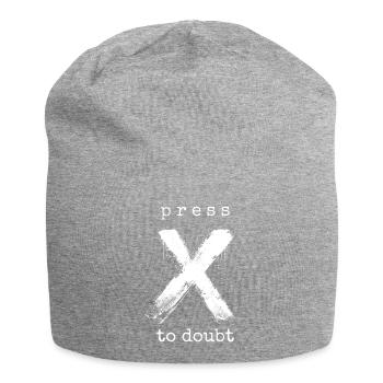 Press X to Doubt - Jersey Beanie - heather grey - Front