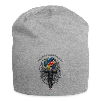 World in a crack with cobweb and man - Jersey Beanie - heather grey - Front