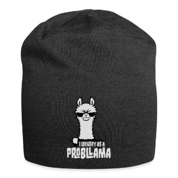 Je m’identifie comme un probllama Cool Lama Problem Spruch - Bonnet en jersey - charbon - Devant