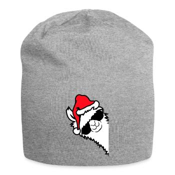 Llama Cool Sunglasses Santa Hat Side - Jersey Beanie - heather grey - Front