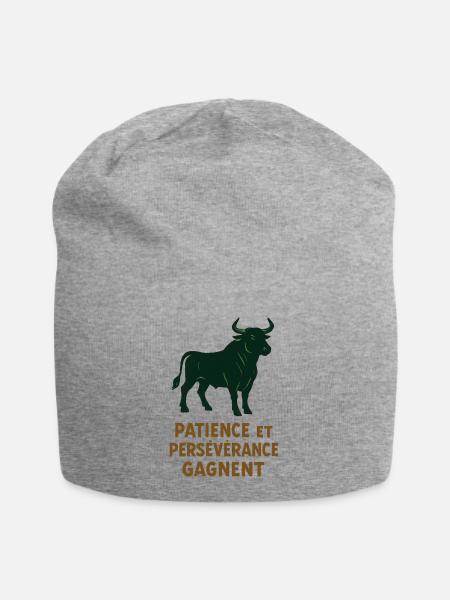 Sternzeichen Stier - Astrologie - Jersey-Beanie - Grau meliert