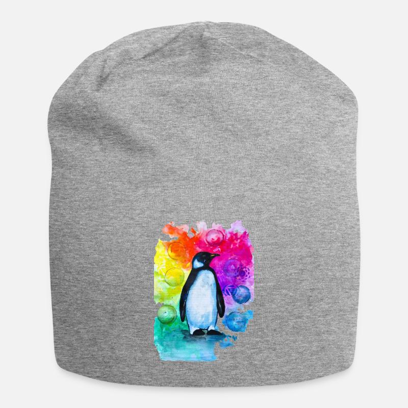 Aquarelle colorée de pingouin - Bonnet en jersey - gris chiné