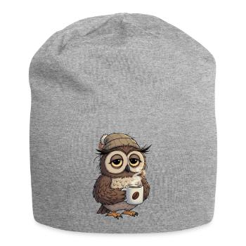 Verschlafene Eule Mit Kaffeetasse Cartoon - Jersey-Beanie - Grau meliert - Vorne
