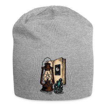 Lanterne, Livre et Cristaux - Bonnet en jersey - gris chiné - Devant