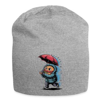  Lustiger Burger Im Regen Mit Regenschirm Und - Jersey-Beanie - Grau meliert - Vorne