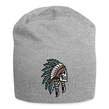 Skull Headdress Tribal Tattoo - Jersey Beanie - heather grey - Front