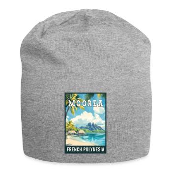 Erleben Sie tropische Moorea in Französisch-Polynesien - Jersey-Beanie - Grau meliert - Vorne