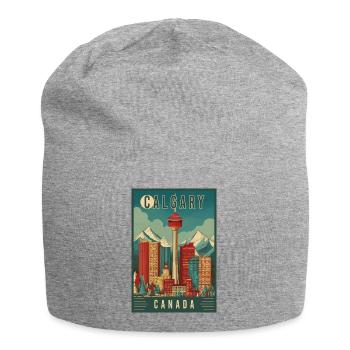 Découvrez la scène urbaine pittoresque de Calgary au Canada - Bonnet en jersey - gris chiné - Devant