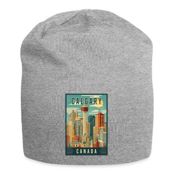 Découvrez la scène urbaine pittoresque de Calgary au Canada - Bonnet en jersey - gris chiné - Devant