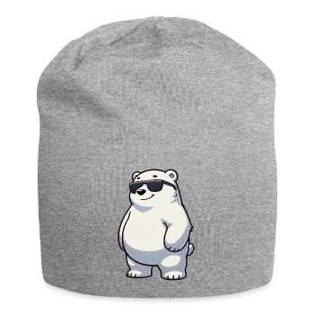 Eisbär Cartoon Sonnenbrille Nordpol Cool - Jersey-Beanie - Grau meliert - Vorne