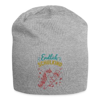 Endlich Schulkind Unicornenfreude - Jersey-Beanie - Grau meliert - Vorne