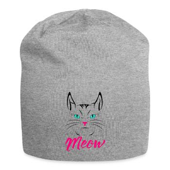 Cute Cat Meow - Jersey Beanie - heather grey - Front
