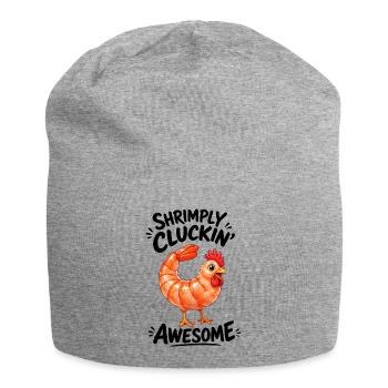 Hen with Shrimps Funny Cartoon Motif - Jersey Beanie - heather grey - Front