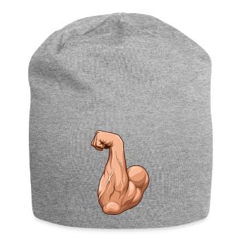 Muscle Arm Flex Illustration (Arm Wrestling Forearm) - Jersey Beanie - heather grey - Front