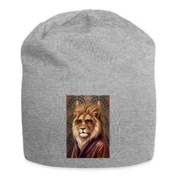 Art Déco Löwe – Vintage-Luxus - Jersey-Beanie - Grau meliert - Vorne
