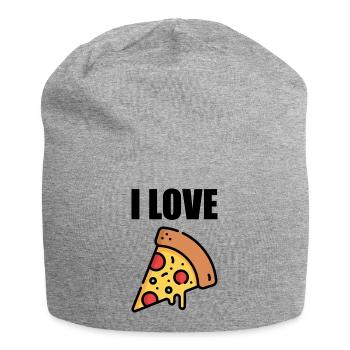 Pizza in Neonfarben - Jersey-Beanie - Grau meliert - Vorne