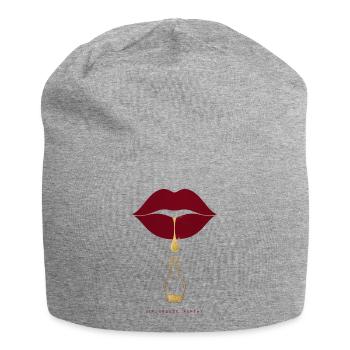 Verführerischer Kussmund Spruch Shirt "Sip. Seduce - Jersey-Beanie - Grau meliert - Vorne