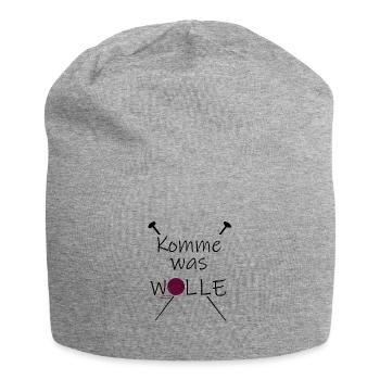 Wolle Spruch Nadeln - Jersey-Beanie - Grau meliert - Vorne