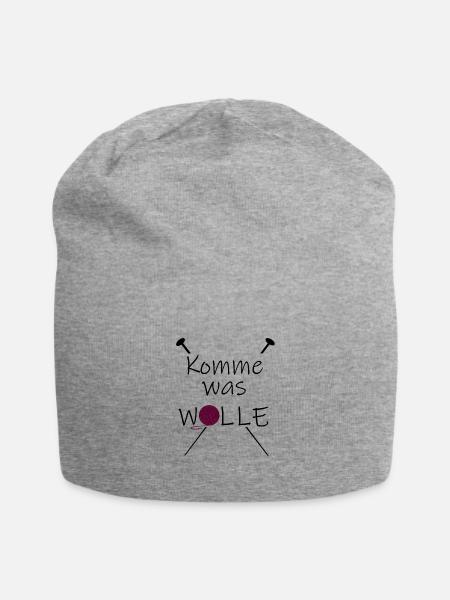 Wolle Spruch Nadeln - Jersey-Beanie - Grau meliert