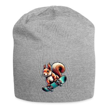 Skateboard Sport Squirrel Nuts Animal Lover - Jersey Beanie - heather grey - Front